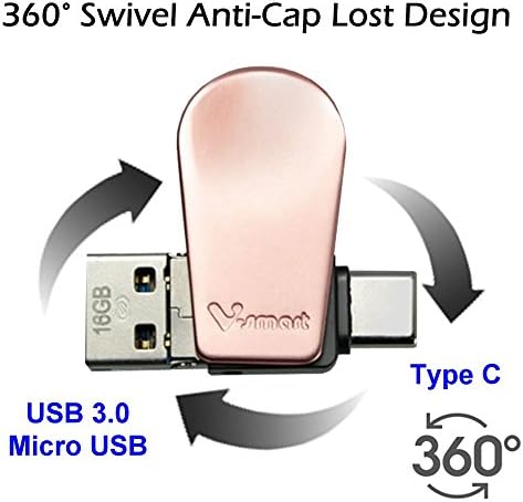 V-SMART TC-301 3 ב 1 USB 3.0 סוג C כונן הבזק | USB C, USB A, Micro USB | כונן פלאש מהירות גבוהה של OTG לסמארטפון, טאבלטים, MacBook חדש
